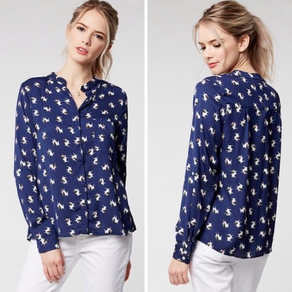 Everly Tops - Everly Boston Terrier Dog Print Top Blouse Size S